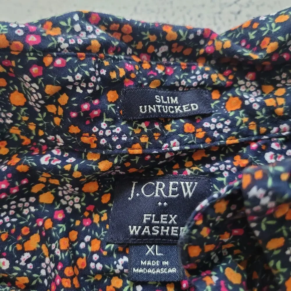 J. Crew Size‎ XL Slim Untucked Flex Floral Button Up Shirt Preppy Casual